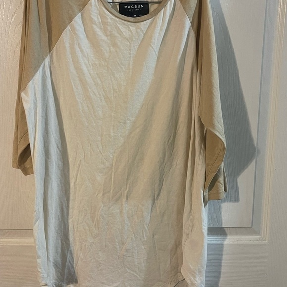 PacSun Men's Beige and Light Brown Long Sleeve Tee - Picture 2 of 6